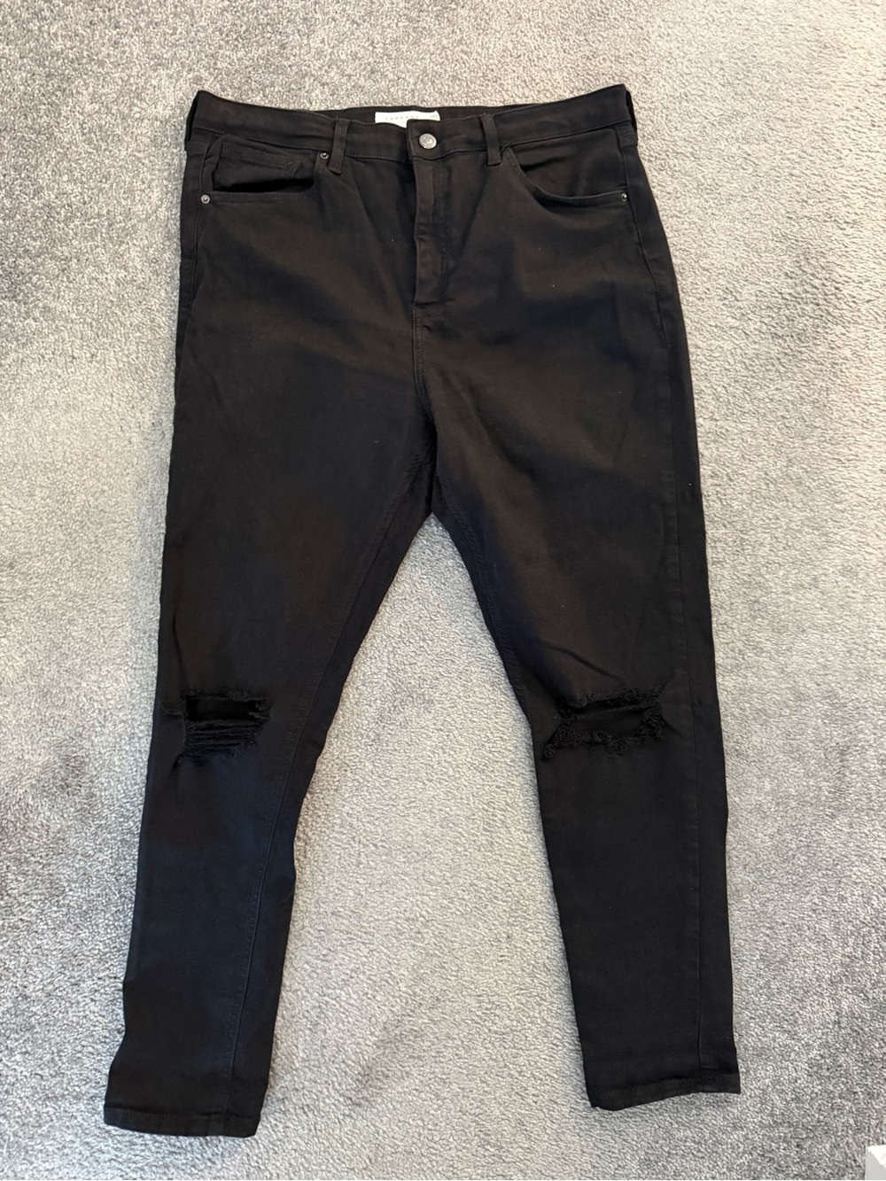 Topshop Jamie High Waisted Black Ripped Jeans W36 L30
